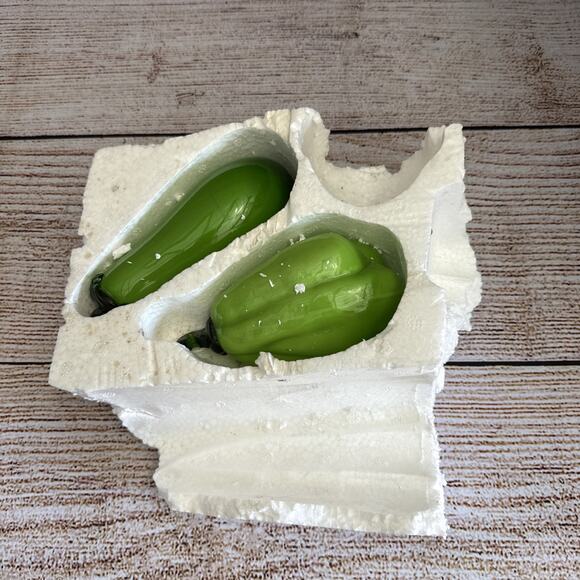 2-Vintage Murano Style Hand Blown Art Glass - Green Pepper Vegetable 6.75" - Picture 1 of 2